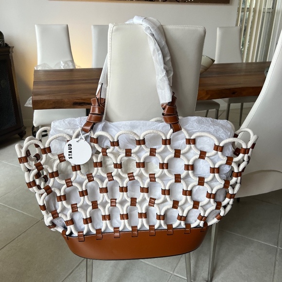 STAUD Handbags - STAUD Squillo Leather & Rope Tote Bag